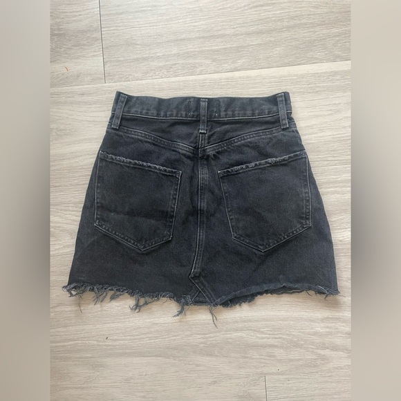 Agolde black denim high waisted distressed mini jean skirt - Picture 2 of 3